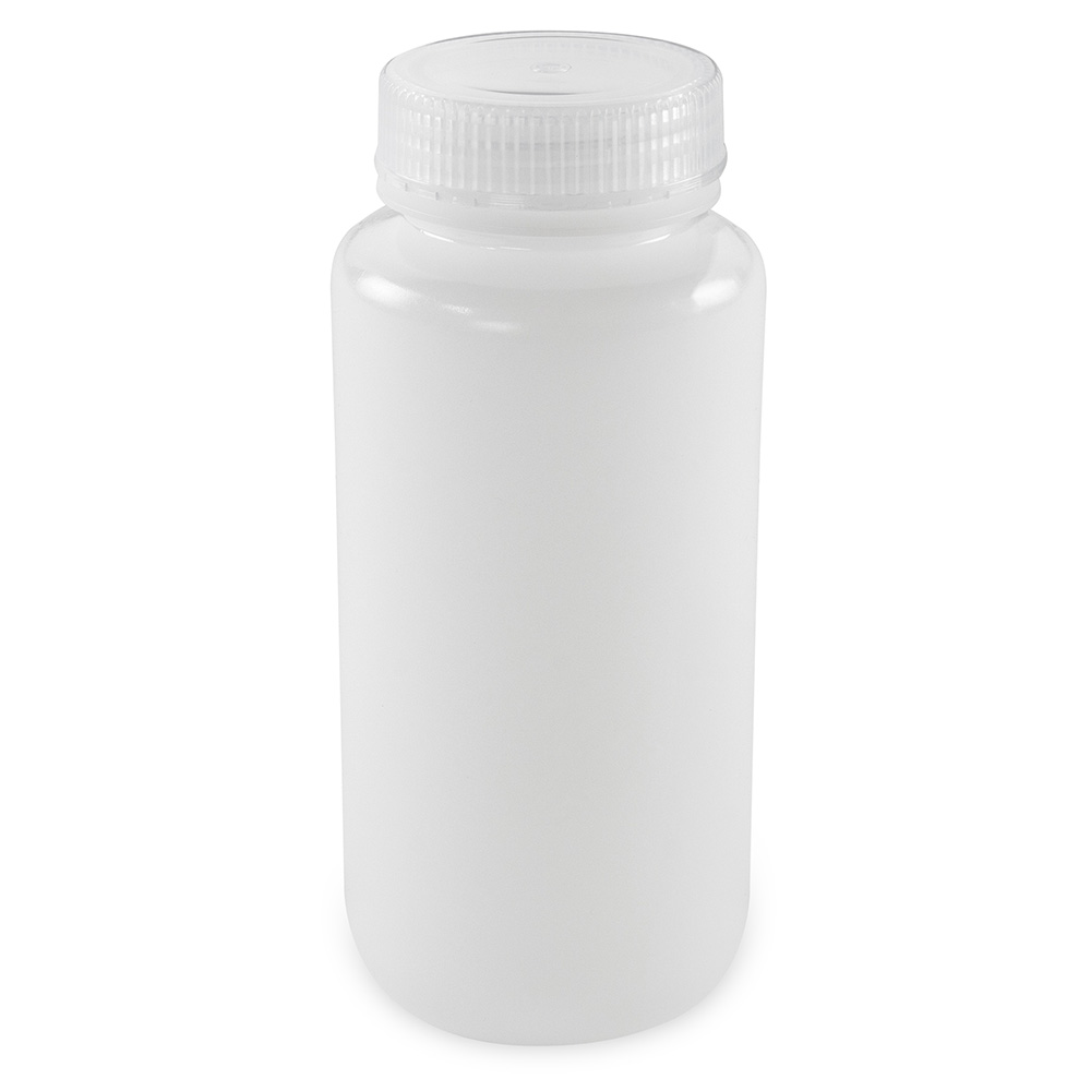 Globe Scientific Bottle, Wide Mouth, Round, HDPE with PP Closure, 500mL, Bulk Packed with Bottles and Caps Bagged Separately, 125/Case Bottle;Round;HDPE; 500mL;Wide Mouth;Clear